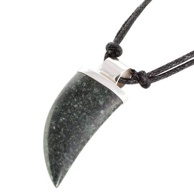 Alternate image for Dark Green Jade Tusk Pendant Necklace from Guatemala Wide Tusk in Dark Green