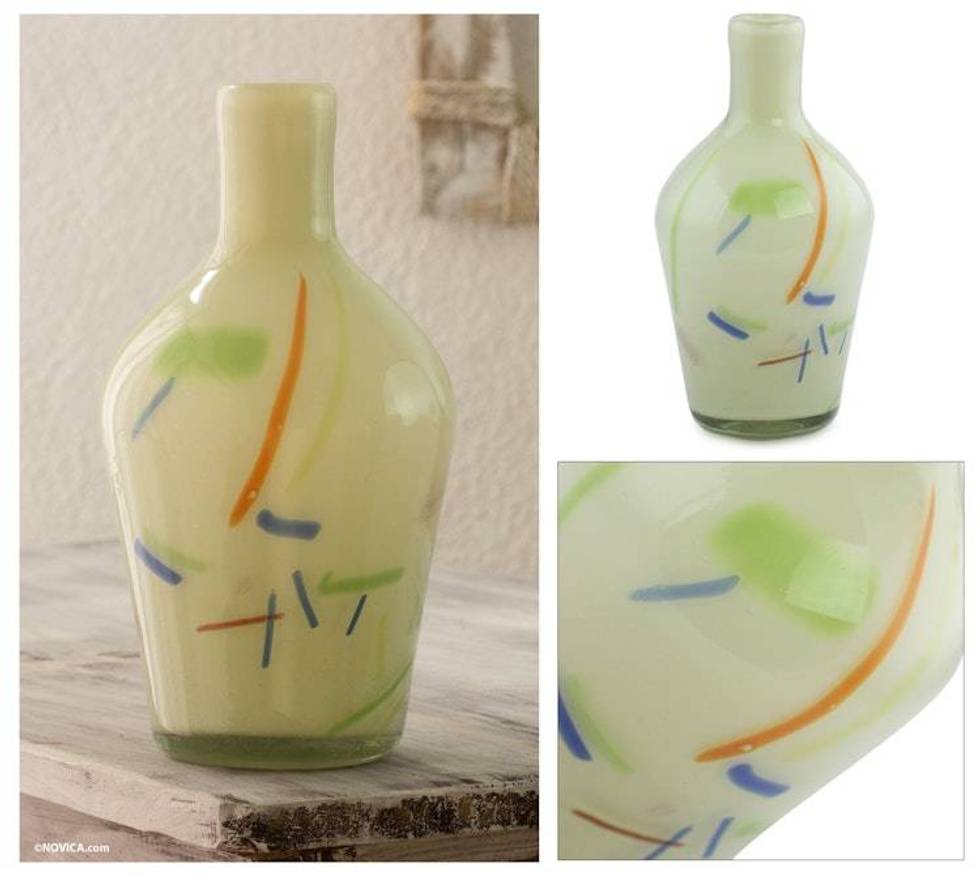 Unique Handblown Glass Recycled Vase 'Carousel'
