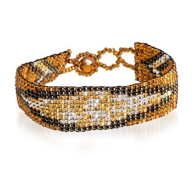 Alternate image for Fair Trade Golden and Bronze Glass Beaded Wristband Bracelet Heroic Harmony