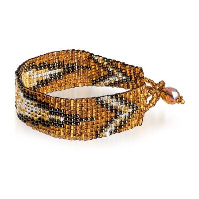 Alternate image for Fair Trade Golden and Bronze Glass Beaded Wristband Bracelet Heroic Harmony