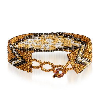 Alternate image for Fair Trade Golden and Bronze Glass Beaded Wristband Bracelet Heroic Harmony