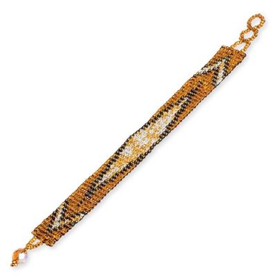 Alternate image for Fair Trade Golden and Bronze Glass Beaded Wristband Bracelet Heroic Harmony