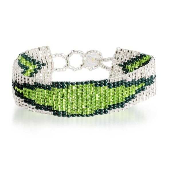 Alternate image for Adjustable Glass Beaded Wristband Bracelet in Green Hues Evergreen Harmony