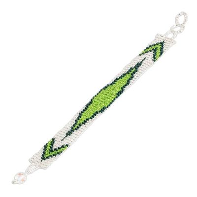 Alternate image for Adjustable Glass Beaded Wristband Bracelet in Green Hues Evergreen Harmony
