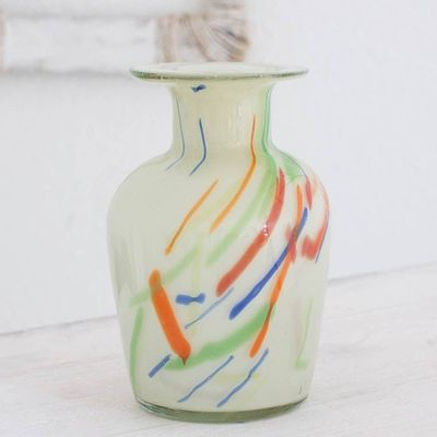 Primary image for Unique Central American Handblown Recycled Glass Vase Carnival