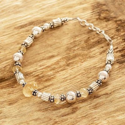 Alternate image for Bracelet Alternating Citrine and Sterling Silver Beads Lemon Light