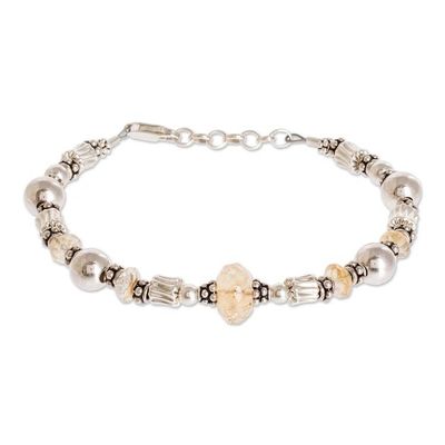Alternate image for Bracelet Alternating Citrine and Sterling Silver Beads Lemon Light