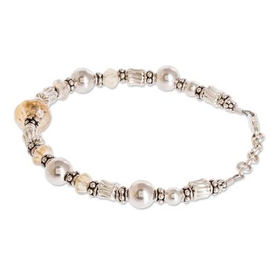 Alternate image for Bracelet Alternating Citrine and Sterling Silver Beads Lemon Light
