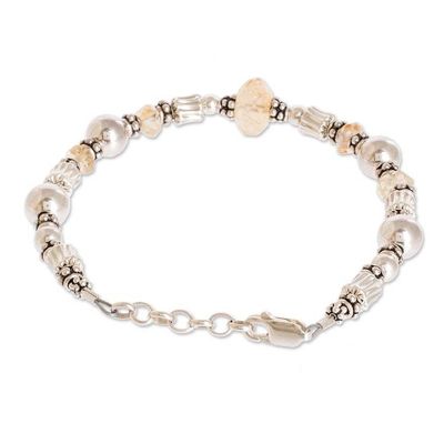 Alternate image for Bracelet Alternating Citrine and Sterling Silver Beads Lemon Light