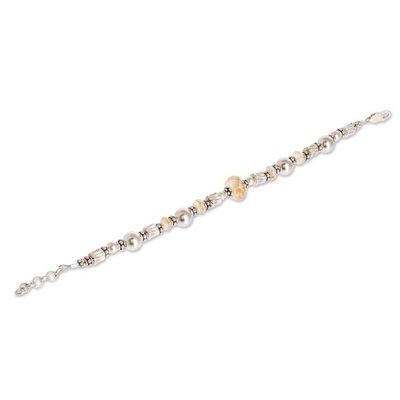 Alternate image for Bracelet Alternating Citrine and Sterling Silver Beads Lemon Light