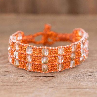 Alternate image for Artisan Crafted Orange Bead Bracelet Kinship in Orange