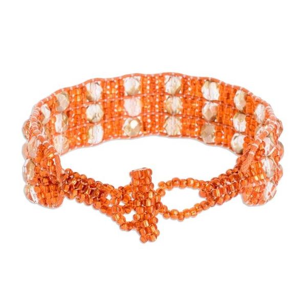 Alternate image for Artisan Crafted Orange Bead Bracelet Kinship in Orange