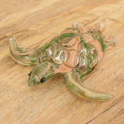 Alternate image for Handcrafted Art Glass Figurine of a Green Sea Turtle Marine Wisdom