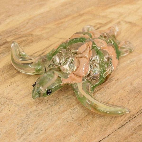 Alternate image for Handcrafted Art Glass Figurine of a Green Sea Turtle Marine Wisdom