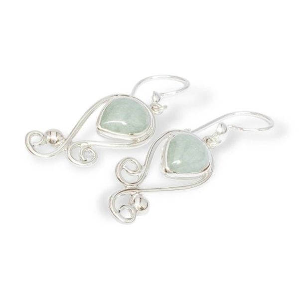 Alternate image for Vintage-Inspired Apple Green Jade Silver Dangle Earrings Vintage Flair
