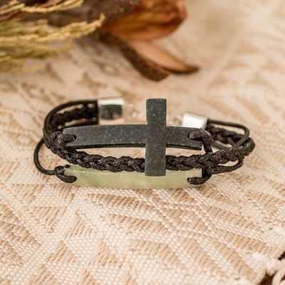Alternate image for Jade Cross Bracelet in Dark Green from Guatemala Heavenly Cross in Dark Green