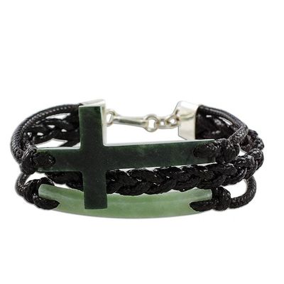 Alternate image for Jade Cross Bracelet in Dark Green from Guatemala Heavenly Cross in Dark Green