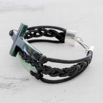 Alternate image for Jade Cross Bracelet in Dark Green from Guatemala Heavenly Cross in Dark Green