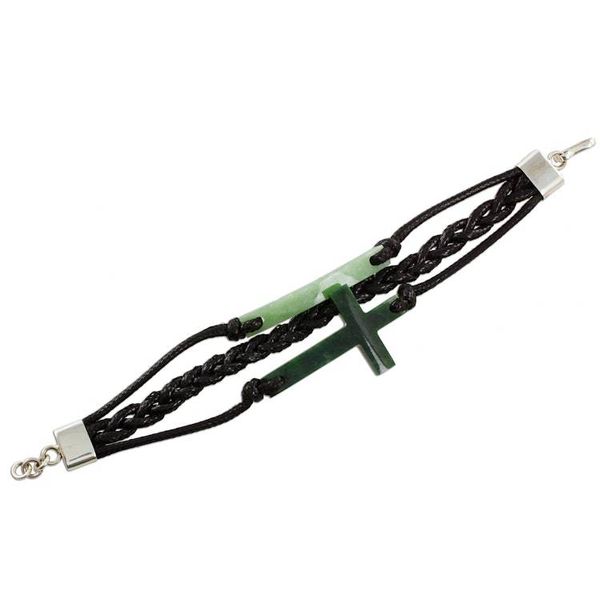Alternate image for Jade Cross Bracelet in Dark Green from Guatemala Heavenly Cross in Dark Green