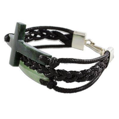 Alternate image for Jade Cross Bracelet in Dark Green from Guatemala Heavenly Cross in Dark Green