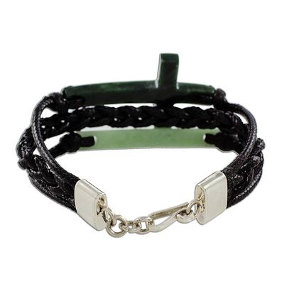 Alternate image for Jade Cross Bracelet in Dark Green from Guatemala Heavenly Cross in Dark Green