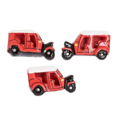 Alternate image for Red Tuc Tuc Refrigerator Magnets from Guatemala Set of 3 Tuc Tucs to Go