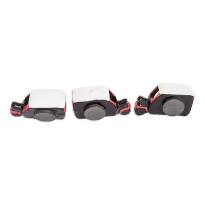 Alternate image for Red Tuc Tuc Refrigerator Magnets from Guatemala Set of 3 Tuc Tucs to Go
