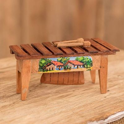 Alternate image for Handcrafted Nature-Inspired Pinewood Figurine of a Marimba Landscape Rhythm