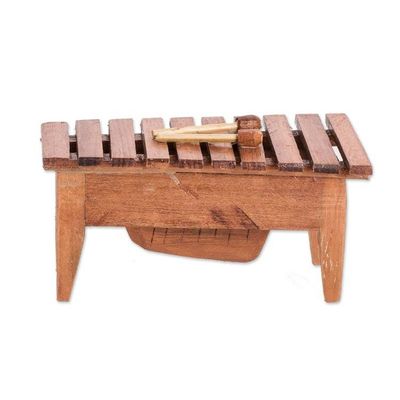 Alternate image for Handcrafted Toucan-Inspired Pinewood Figurine of a Marimba Paradise Rhythm