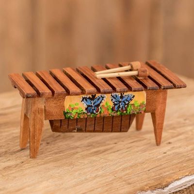 Alternate image for Handmade Butterfly-Inspired Pinewood Figurine of a Marimba Butterfly Rhythm