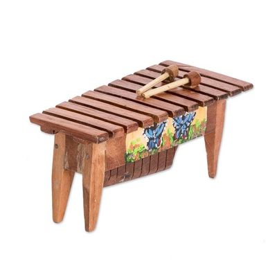 Alternate image for Handmade Butterfly-Inspired Pinewood Figurine of a Marimba Butterfly Rhythm