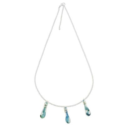 Alternate image for Handmade Glass Pendant Necklace from Costa Rica Crystalline Summer