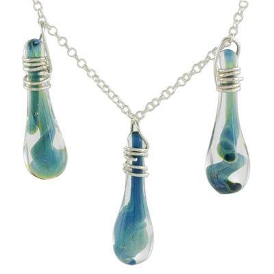Alternate image for Handmade Glass Pendant Necklace from Costa Rica Crystalline Summer