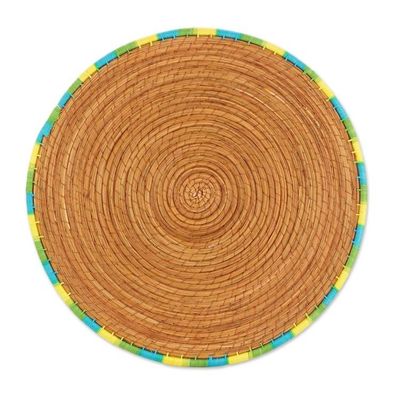 Alternate image for Four Pine Needle Placemats with Blue Green and Yellow Trim Latin Dinnertime