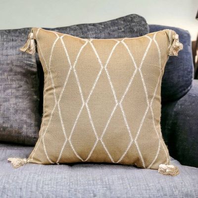 Alternate image for Diamond-Patterned Sage and Ivory Cotton Cushion Cover Sage of Diamonds