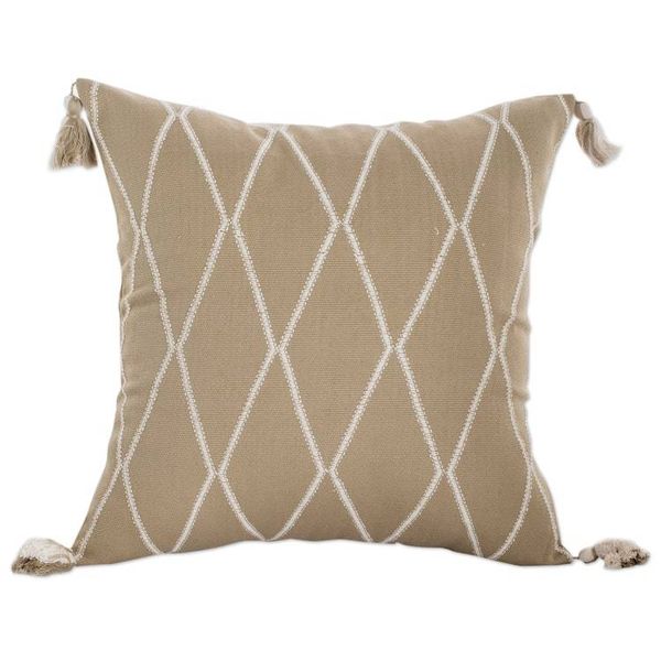 Alternate image for Diamond-Patterned Sage and Ivory Cotton Cushion Cover Sage of Diamonds