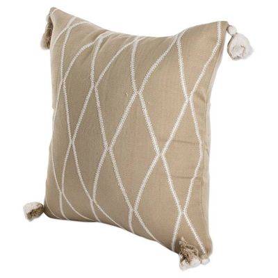 Alternate image for Diamond-Patterned Sage and Ivory Cotton Cushion Cover Sage of Diamonds