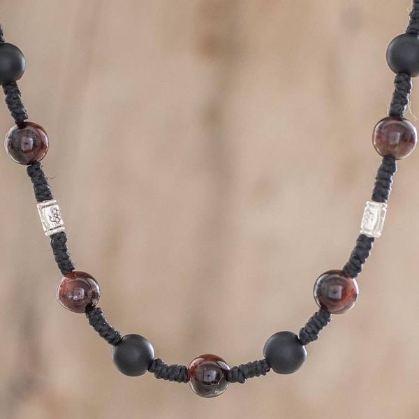 Alternate image for Adjustable Onyx and Cats Eye Station Necklace Whats Next