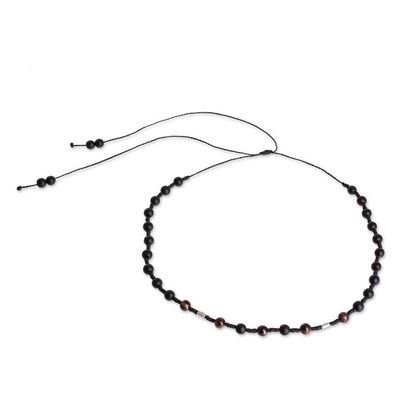 Alternate image for Adjustable Onyx and Cats Eye Station Necklace Whats Next