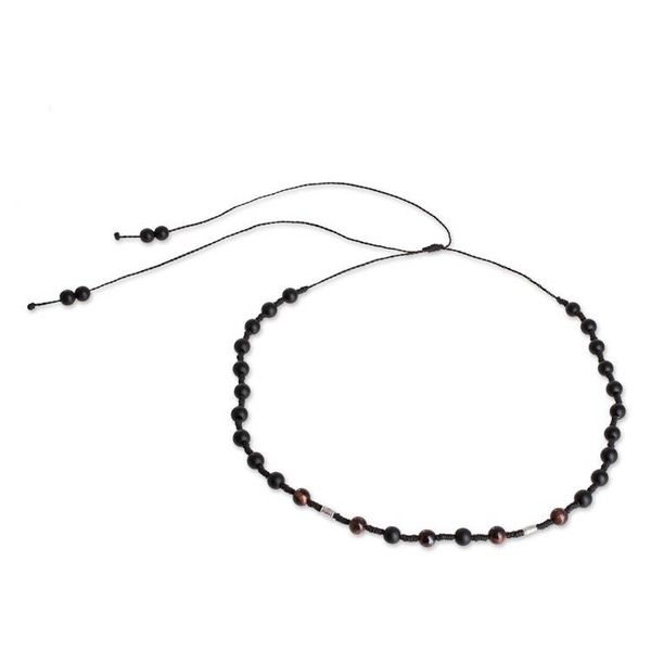 Alternate image for Adjustable Onyx and Cats Eye Station Necklace Whats Next