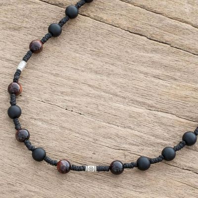 Alternate image for Adjustable Onyx and Cats Eye Station Necklace Whats Next