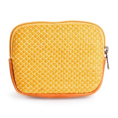 Alternate image for Leather-Accented 100 Cotton Coin Purse in a Yellow Hue Sunny Tales