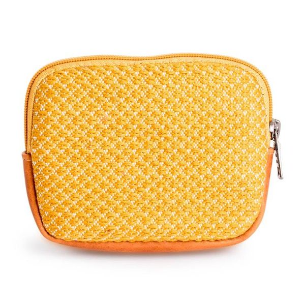 Alternate image for Leather-Accented 100 Cotton Coin Purse in a Yellow Hue Sunny Tales