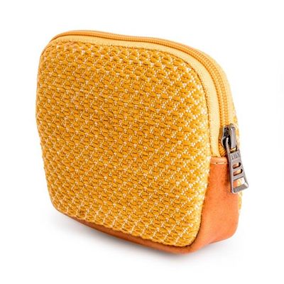 Alternate image for Leather-Accented 100 Cotton Coin Purse in a Yellow Hue Sunny Tales