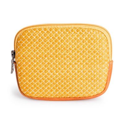 Alternate image for Leather-Accented 100 Cotton Coin Purse in a Yellow Hue Sunny Tales