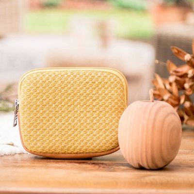 Alternate image for Leather-Accented 100 Cotton Coin Purse in a Yellow Hue Sunny Tales