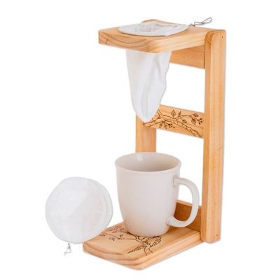 Alternate image for Macaw-Themed Laurel Wood Single-Serve Drip Coffee Stand Tropical Delights