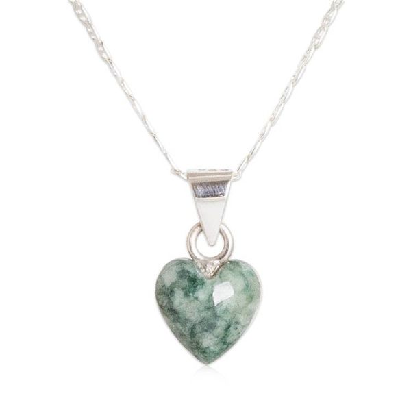 Alternate image for Heart-Themed Light Green Jade Silver Pendant Necklace Light Green Symbol of Love