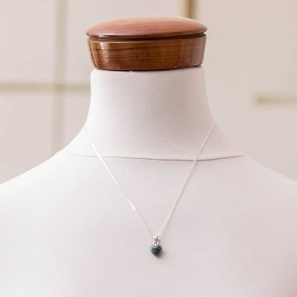 Alternate image for Heart-Themed Light Green Jade Silver Pendant Necklace Light Green Symbol of Love