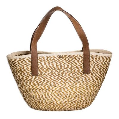 Alternate image for Handcrafted Beige and Brown Natural Fiber Shoulder Bag El Tunco Beach